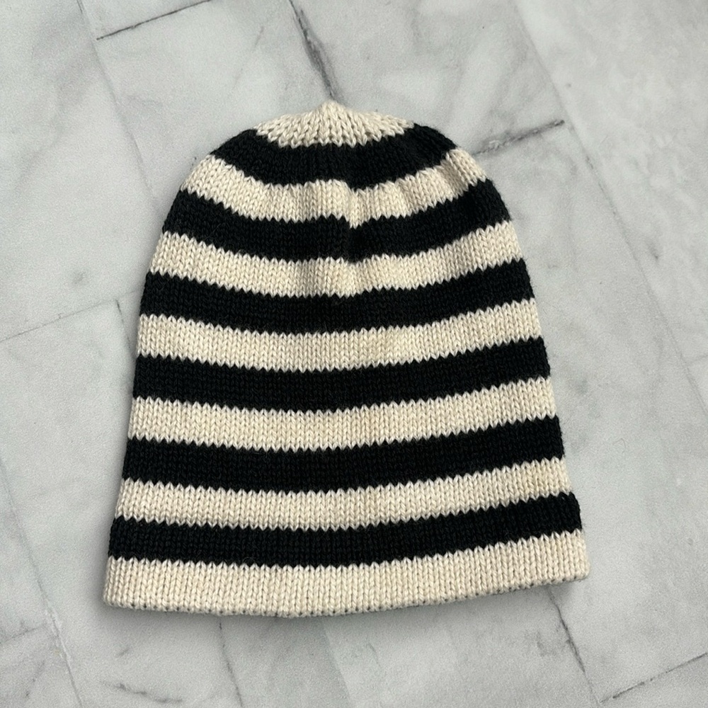 Estella Black & White Striped Organic Cotton Infant Cap